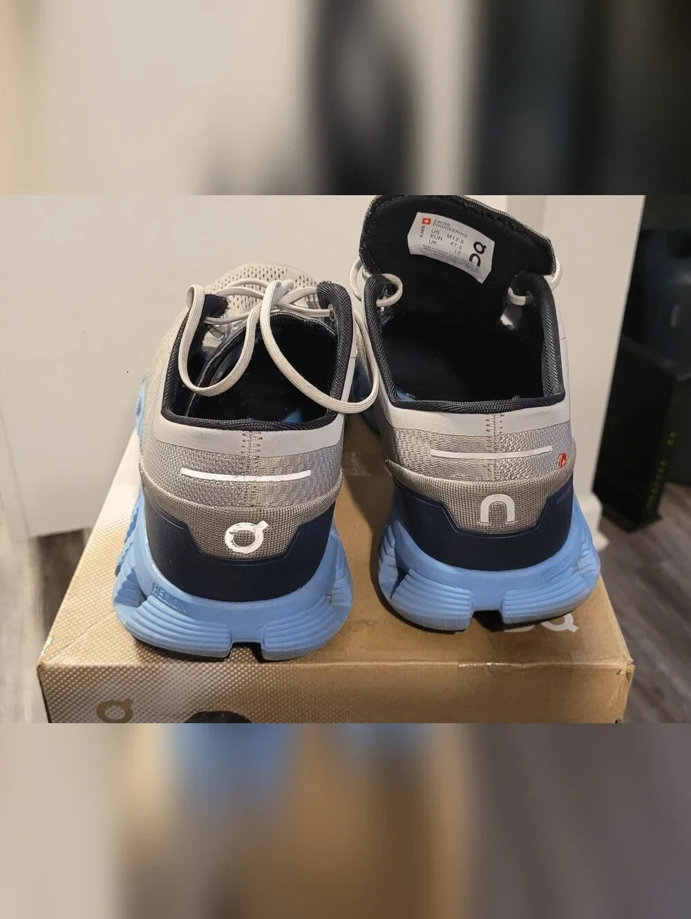 On Running Men's Gray and Light Blue Cloudswift Running Shoes